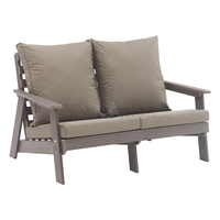 Fauteuil de jardin de luxe étanche avec coussin en plastique et bois, fauteuil de salon à Double siège