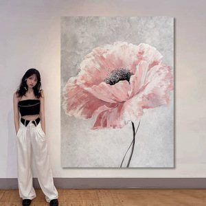 Hand Painted Oil Painting <b>Pink</b> Floral Art Large Wall Decor Living Room Sofa Background Abstract Style Home Decoration - Product Image 1