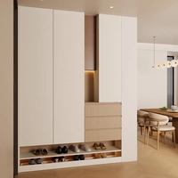 Meuble à chaussures en placage de bois blanc avec blocs de couleur, armoire d'entrée, armoire, meuble de salon