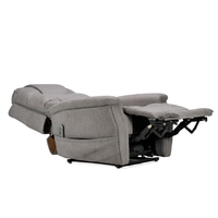 Fauteuil inclinable électrique à quatre moteurs pour personnes âgées avec appuie-tête, dossier, soutien lombaire et repose-jambes réglables, tissu gris