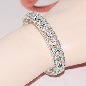 Luxury Shiny <b>Crystal</b> Rhinestone Adjustable <b>Bracelet</b> Fashion Hollow Opening <b>Bracelet</b> Full <b>Bracelet</b> for Women and Girls - Product Image 4