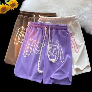 Streetwear French Oversized Football Shorts Custom High Quality 100% Cotton <b>Puff</b> Print Baggy Shorts Men - Product Image 1