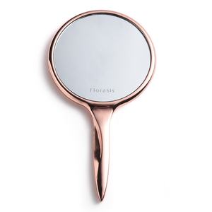 Rose Gold Metal Custom Logo Compact Makeup Cosmetic Travel Vanity Hand Big Mirror - Product Image 1