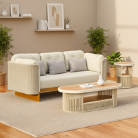 Meiqi Luxus Outdoor Garten Rattan Sofa Set Wasserdicht Sonnenfest PE-Korbgeflecht Hof & Park Lounge-Sofa Modernes Design Zweisitzer