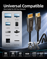 Câble HDMI optique actif AOC 8K HDMI2.1 48 Gbps 8K60Hz 4K120Hz EARC HDCP2.3 Longueur personnalisée