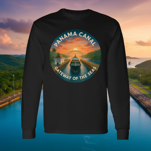 Camiseta de manga larga del Canal de Panamá, diseño de puerta de entrada a los mares, diseño de navegación y cruceros - Product Image 3