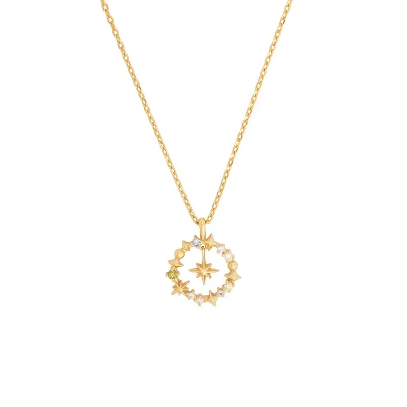 Edelnel Juwelen Uniek Ontwerp Starburst Charme Regenboog Diamant Ster Hanger Ketting