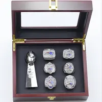 01 03 04 14 16 18 New England Patriots Tom Brady 6Pcs Nfl Kampioenschap Ringen Met Superbowl Vince Lombardi trofee En Box Set