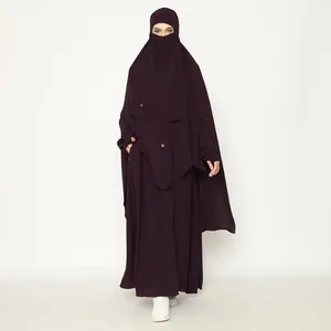 Customized casual abaya women muslim dress 2024 dubai muslim prayer dress 3 piece set prayer dress with attached hijab