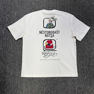 เสื้อยืดคอกลมโอเวอร์ไซส์ผู้ชาย ลายกราฟิกถังขยะวินเทจแบบฮาล์ฟโทนดอทด้านหน้า พิมพ์ลายยางบาร์โค้ดขนาดเล็กด้านหลัง สไตล์เรโทร รับผลิตแบบ OEM ODM - Product Image 5