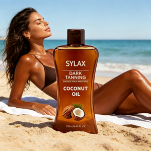 Aceite <span class=keywords><strong>Bronceador</strong></span> SYLAX, Aceite de Coco Natural, Autobronceador, Loción Hidratante Bronceadora para Cuerpo y Rostro, Cosméticos Profesionales para Bronceado - Product Image 1