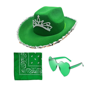 Rose Sequin clignotant Cowboy chapeau Cowgirl Halloween Cosplay robe accessoire extérieur plage fête caractère Style complet rose - Product Image 2