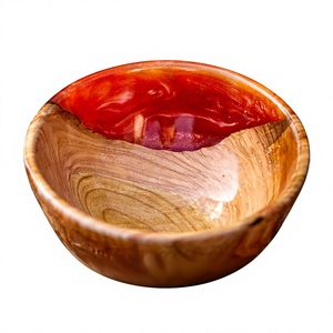 Tazón Grande para Servir Ensaladas y Aperitivos, Diseño Creativo en Madera y Resina, Vajilla Decorativa, Tazón para Servir Palomitas, Artículos Decorativos para Cocina - Product Image 3