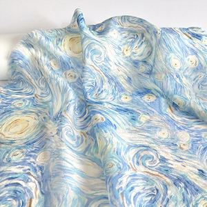 Tissu de lin en soie de lin français à motif de <span class=keywords><strong>nuit</strong></span> étoilée <span class=keywords><strong>bleu</strong></span> léger respirant le tissu de soie de mûrier - Product Image 6