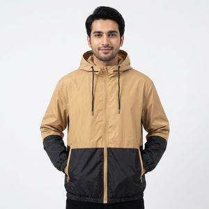 Chaqueta Cortavientos Personalizada para Hombre con Capucha y Cuello Alto, 100% Algodón, Impermeable, de Lona, para Deportes al Aire Libre, Correr, con Logotipo Reflectante, Lisa - Product Image 1
