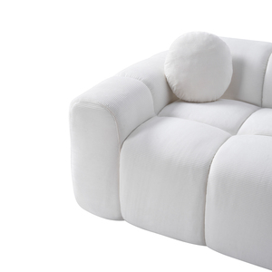 Vacuum <b>Bag</b> Wrapped Three Person Sectional Velvet Settee Cream Cozy Block Sofa Detachable Modular Space Saving Foam <b>Compressed</b> - Product Image 5