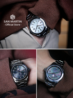 Montre Gada San Martin 2027 39 mm avec cadran guilloché en nacre, acier inoxydable luminescent, mouvement Miyota 9015, montre automatique mécanique de luxe pour homme