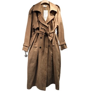 Manteau long en <span class=keywords><strong>daim</strong></span> pour femme, style rétro, double boutonnage, revers, nouvelle collection automne 2026, vente en gros - Product Image 3