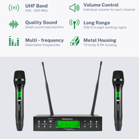 Panvotech PU-625 Microphone sans fil professionnel à double canal UHF portable