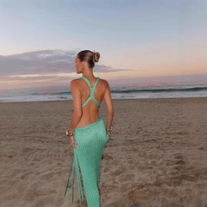 Vestido <span class=keywords><strong>de</strong></span> estilo europeo y americano, blusa sexy sin espalda, ajustada, <span class=keywords><strong>de</strong></span> punto, con tirantes, para la playa, <span class=keywords><strong>ropa</strong></span> <span class=keywords><strong>de</strong></span> verano para <span class=keywords><strong>mujer</strong></span> - Product Image 3