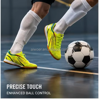 Chaussures de football légères à lacets pour entraînement en salle à cinq, semelle plate