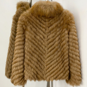 Manteau en fourrure de renard véritable <span class=keywords><strong>Carla</strong></span> pour femme, col montant, chaud et doux, tendance, ODM OEM - Product Image 4