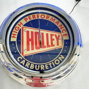 モダンな3Dデザイン15インチヴィンテージブルーネオンライトダイヤルアメリカのバーリビングルームペンドル用プラスチックウォールクロック - Product Image 3