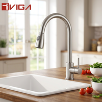 Robinet de cuisine en acier inoxydable à col de cygne, avec douchette extractible, monocommande, pour évier de cuisine moderne