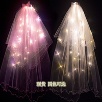 Mariage Lumineux Verl Longueur 80 cm Led Light up Voile Mariage Accessoires Lumineux Fil Ruban Arc Voile avec Lumières En Gros