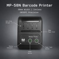 Imprimante thermique portable MP-58N 58 mm sans fil, sans encre, pour codes-barres, compatible Android et iOS, pour la maison et les entreprises