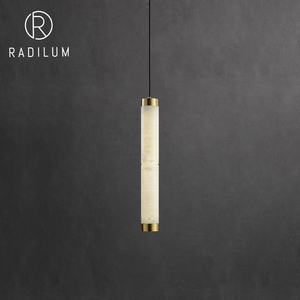 Modern Spanish Alabaster Brass Pendant Light Luxury Minimalist Cylinder <b>Hanging</b> Lamp for Bedroom Bar LED Home Decor Wholesale - Product Image 1
