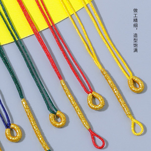 Cordón de Seda con Hilo Dorado, Estilo Chino Tradicional, Accesorios para Hacer Pulseras DIY, Nudo Plano de Poliéster Tejido a Mano - Product Image 1