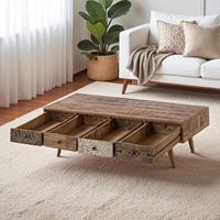 Table basse minimaliste en bois massif pour salon, mobilier en bois de qualité supérieure avec structure robuste et surface lisse