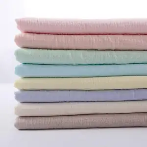 130GSM yumuşak % 100% pamuk çift katmanlı dokuma baskı doğal renkli gazlı bez bebek giyim için müslüman kırışık krep kumaşlar