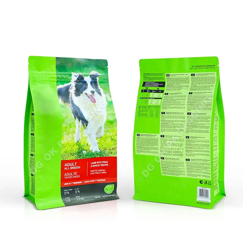 Custom 5kg 10kg 15kg 20kg 25kg Ziplock Aluminum Foil Dog Cat Plastic Flat Bottom Pet Food 20 Kg Bags Packaging Pet Food Bags