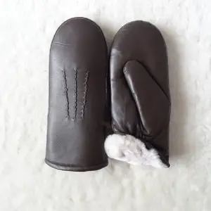 Factory direct batch custom high-quality classical style soft sheepskin leather gloves fine wool mittens