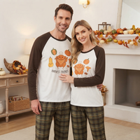 Gestalten Sie Ihre Eigenen Thanksgiving-Familien-Pyjamas: Danke-Tag Truthahn Ernte Rundhals Langarm-Oberteil und Hose Nachtwäsche-Set Großhandel