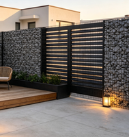 Valla de Aluminio con Rejillas, Recubierta de Polvo, Soldada, con Malla de Piedra, Pantalla de Privacidad para Jardín, Valla de Límite para Paisajes Residenciales