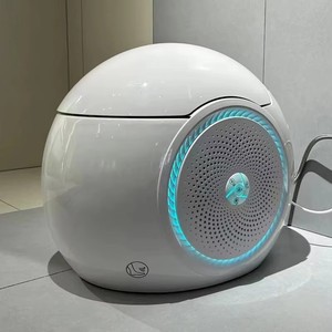 WC intelligent Hotel Egg à cuvette allongée, à poser au sol, avec siège chauffant, télécommande, drainage en S, chasse d'eau électrique automatique et capteur - Product Image 3