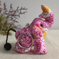 Porte-clés éléphant en tissu brodé personnalisé de Thaïlande, petits jouets en peluche, poupée éléphant en tissu
