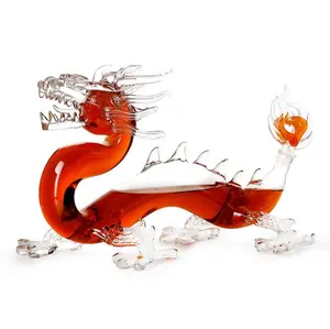 Decanter drago bottiglia di liquore di vino in vetro borosilicato trasparente a forma di animale all'ingrosso da 1000ml