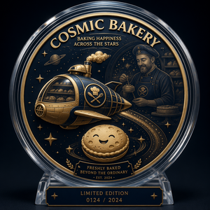 Pièce commémorative 3D en relief personnalisée en gros, série Cosmic Bakery, pièce de défi souvenir spatiale, cadeau OEM ODM d'usine - Product Image 1