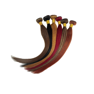 Bundel rambut Remy Brasil 8A, pewarna rambut lurus dengan efek tirai warna-warni lintas batas - Product Image 2