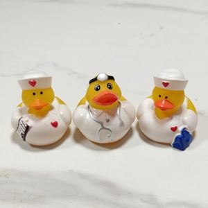 Wholesale Custom Logo Children's <b>Doctor</b> Nurse Duck Plastic Squeeze Squeaky Water Bath Toy <b>Set</b> for Promotional Gift - Product Image 5