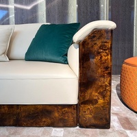 Canapé d'angle en cuir véritable de grande taille pour villa italienne de luxe haut de gamme, ensemble design Xiaohongshu