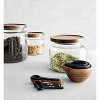 Bocaux de stockage en verre Borosilicate avec couvercle d'acacia, récipients alimentaires de grande taille, ml