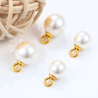 Cincin Baja Anti Karat Grosir dengan Mutiara Putih Bentuk Bulat untuk Pembuatan Perhiasan DIY