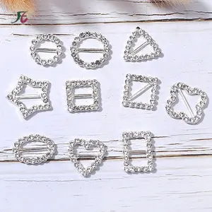 20mm heart round square star triangle oval shape rhinestone buckle Slider ribbon for wedding Invitations ( Accept Custom )