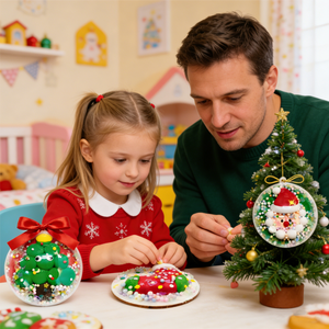 Kit de Manualidades de Arcilla Seca al Aire para Navidad, 4 Adornos, Seguro y No Tóxico, Set de Arte para Niños con Cuentas y Purpurina, Regalo de Navidad, OEM, Marca Privada, Venta al Por Mayor - Product Image 5