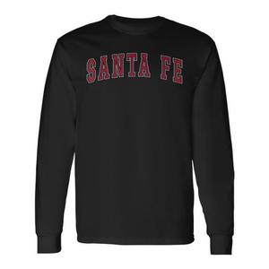 Camiseta de manga larga Santa Fe con texto rojo, estilo universitario, ropa deportiva - Product Image 1